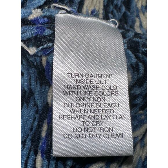 Designer Originals Sweater Turtleneck Chenile Blue Stripe L Winter Holiday - Picture 4 of 8